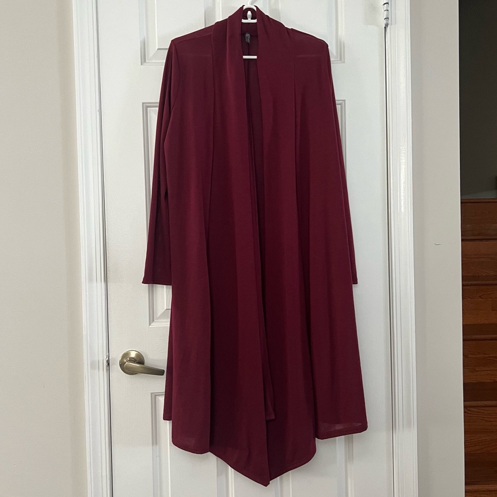 Rags & Couture Burgundy Open Front Cardigan